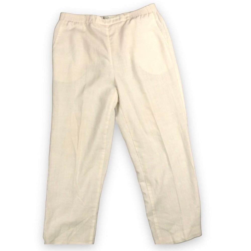 SEPARATE IMPRESSIONS by KORET Linen Pants Womens 32-36 Off White Summer Petite